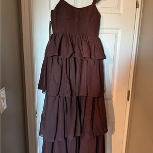 Brown Tiered Ruffle Maxi Dress - Women